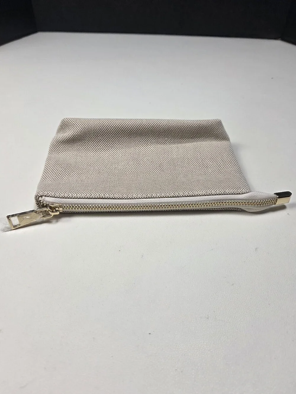 VERAFIELD Beige Canvas Zip Pouch NEW